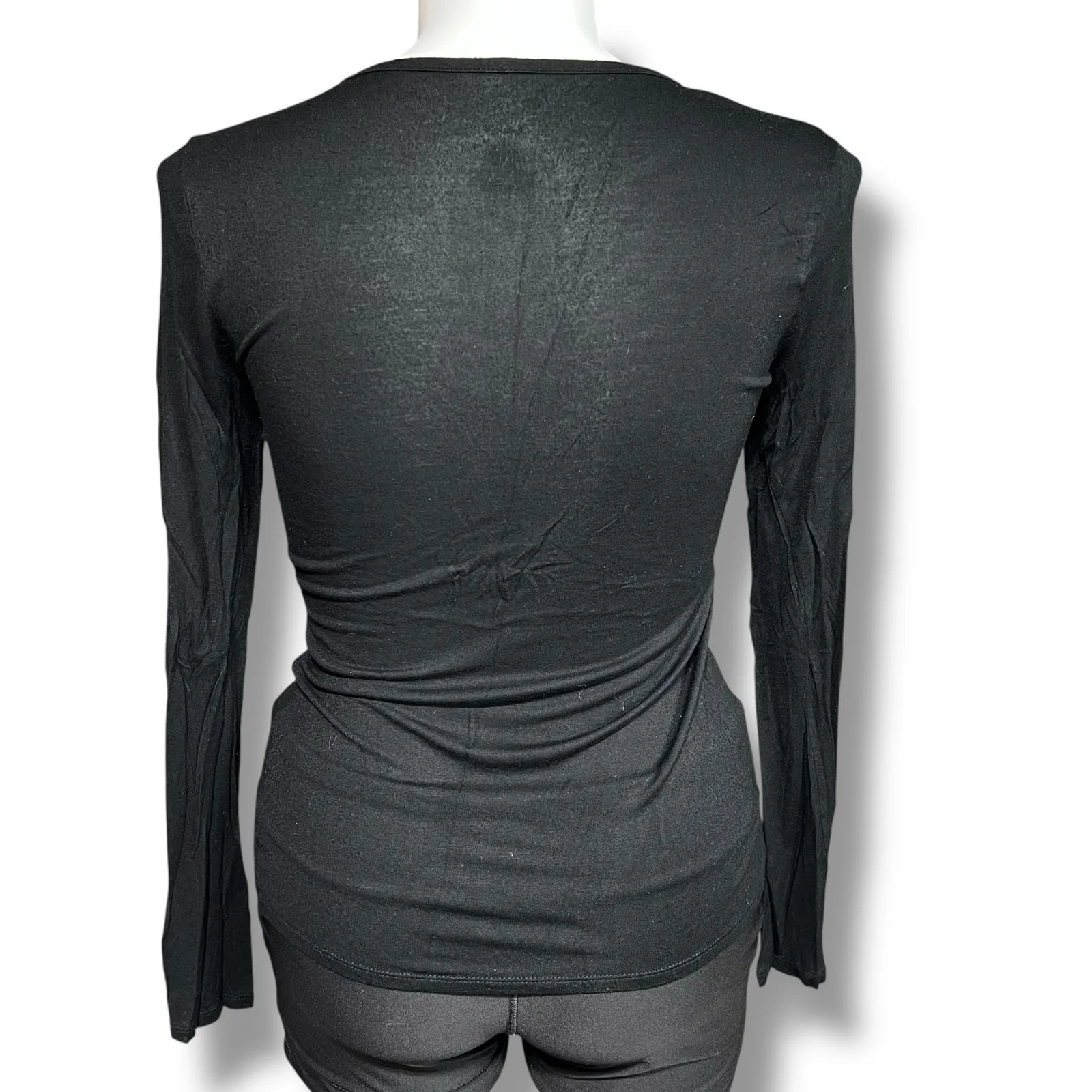 Sonoma Womens TShirt Top Long Sleeve Pullover Round Neck Lightweight Black Large - Image 3