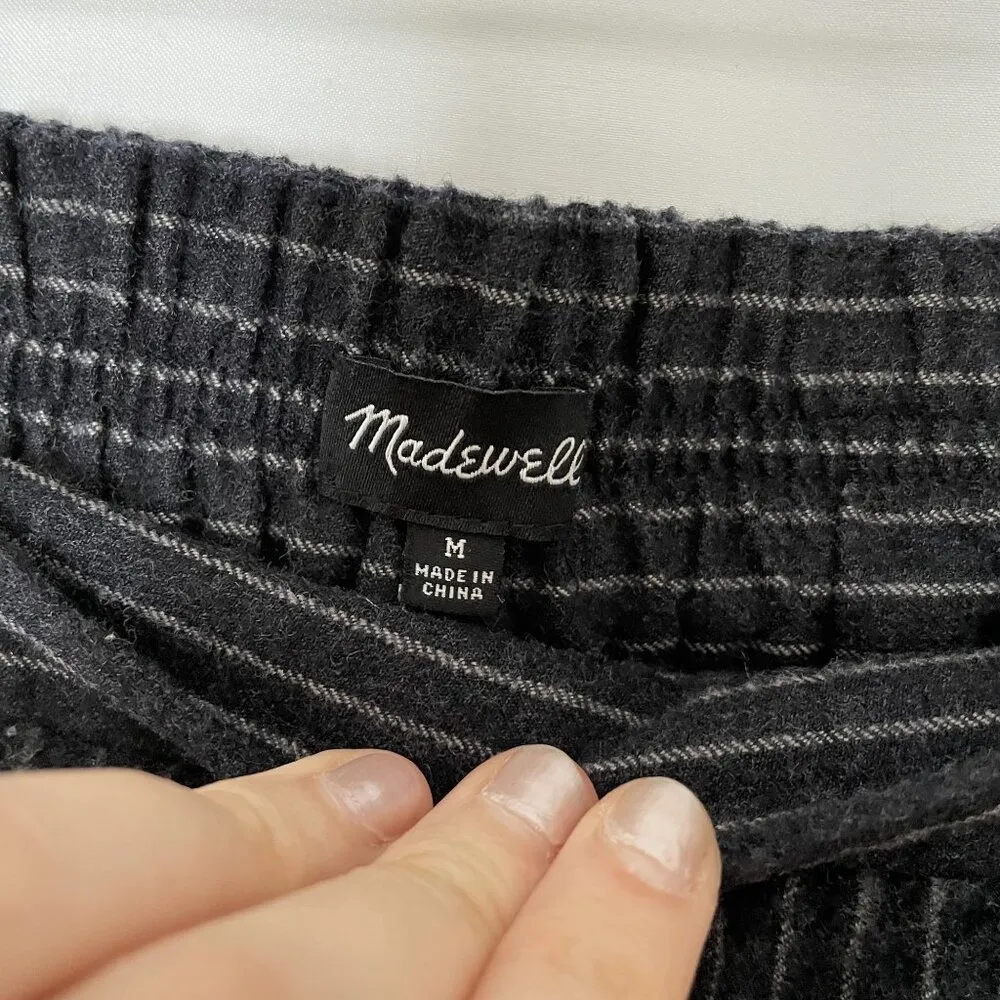 Madewell Womens Wool Pinstripe Pants Size M wide leg casual mid rise - Image 3
