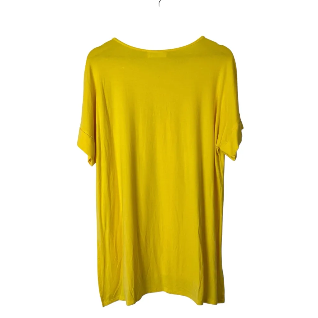 Zenana Bright Yellow Crewneck Short Sleeve Top XL - Image 3