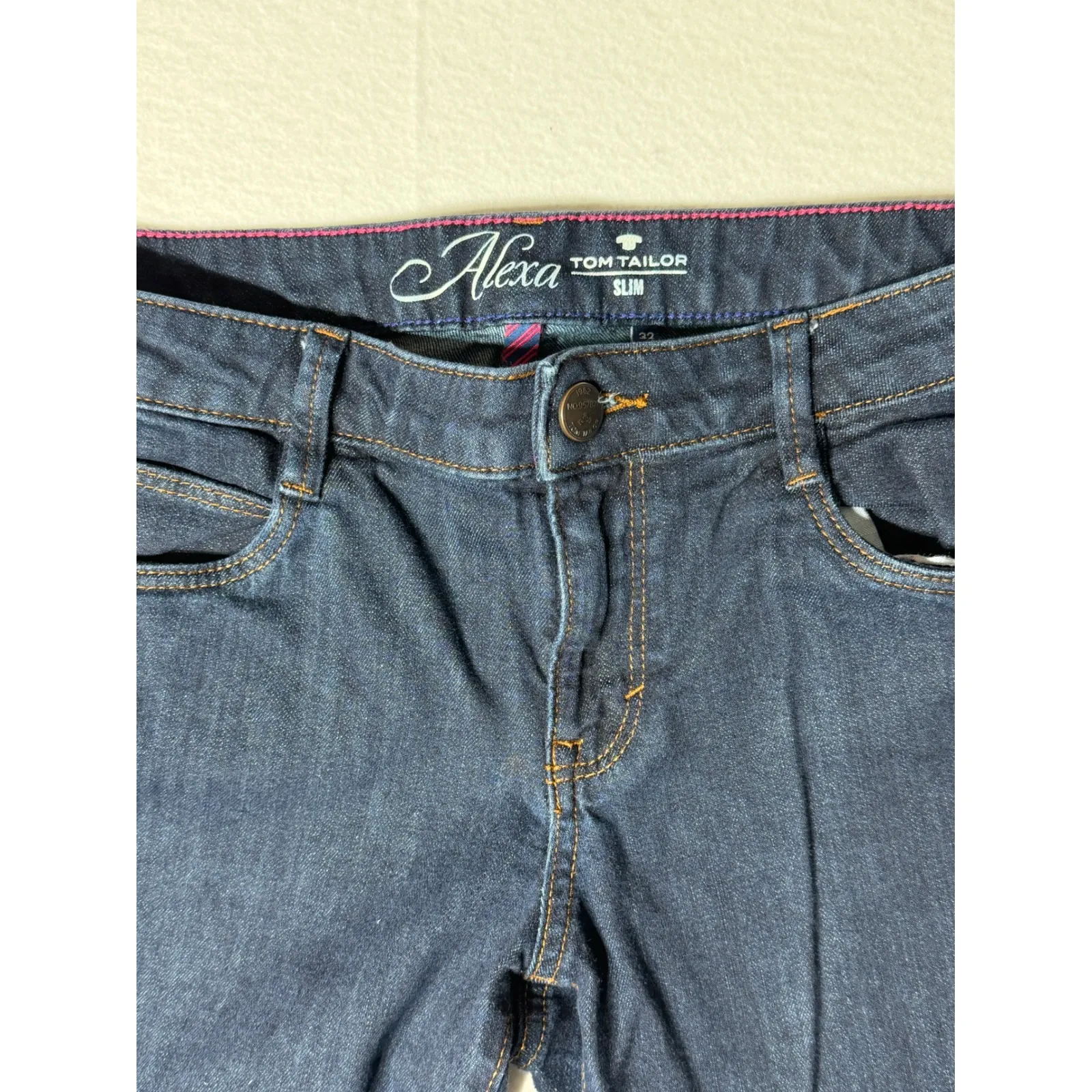 TOM TAILOR Alexa Slim Fit Dark Wash Denim Jeans Women Size 32 Blue - Image 2