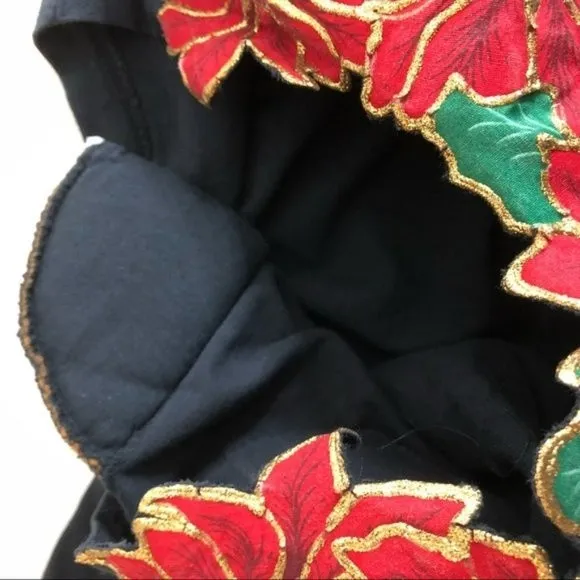 KG Sportswear Black T Shirt Poinsettia Cut Out Appliqué VINTAGE One Size Size undefined - Image 5
