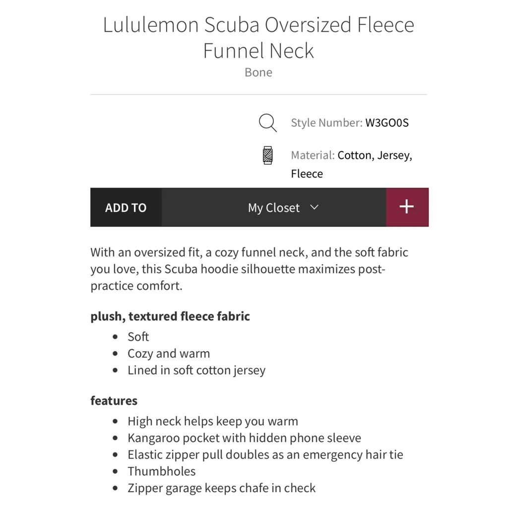 Lululemon Scuba Oversized Fleece jacket cream Bone XS/Small - Image 5