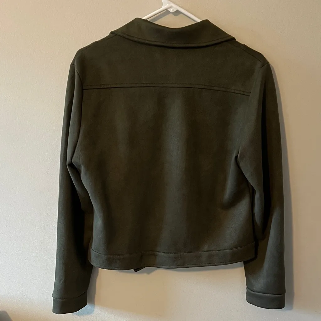 Alya Dark Olive Leather Jacket - Image 4