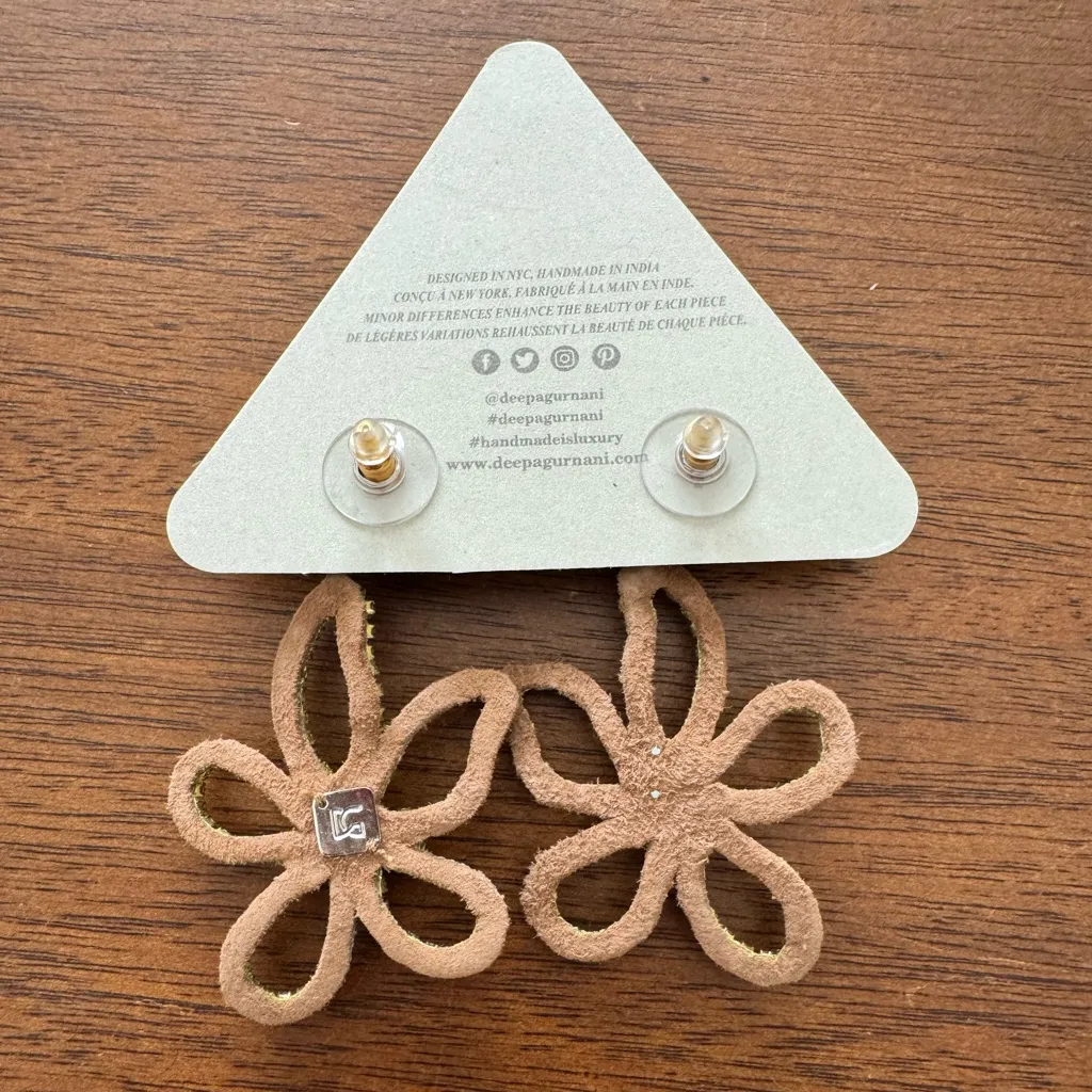 Deepa Gurnani Fiorella Flower Drop Earrings in Lime, NWT Green - Image 3