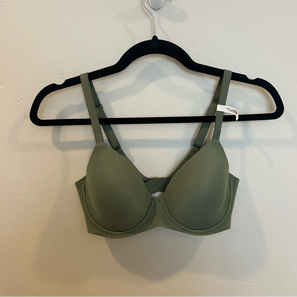 Aerie SMOOTHEZ Full Coverage Lightly Lined Bra, Olive Fun, 32D - Image 3
