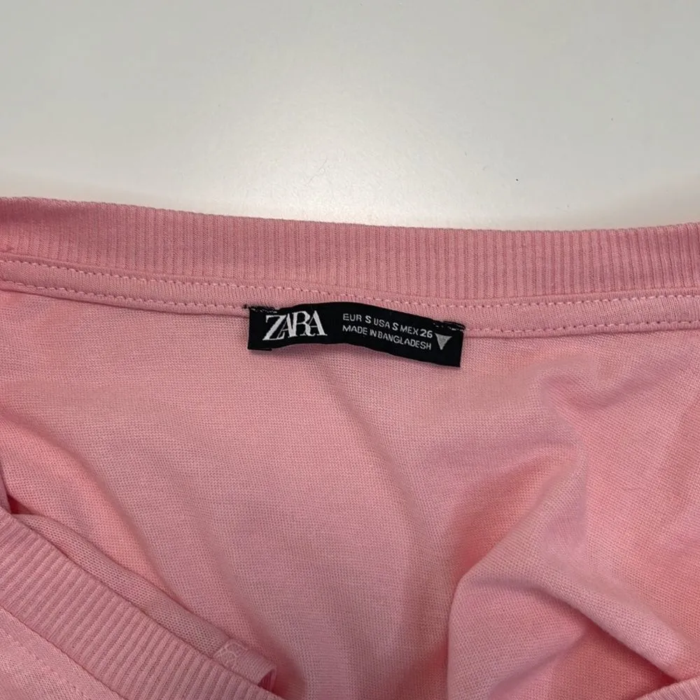 Zara bubblegum pink V-neck shirt sleeve shirt.  Size small. - Image 4