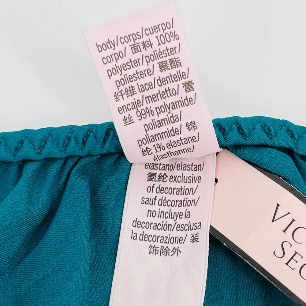 Victoria's Secret Women's Green Satin Sleep Shorts/Boxers with Lace - Size L NWT - Image 7