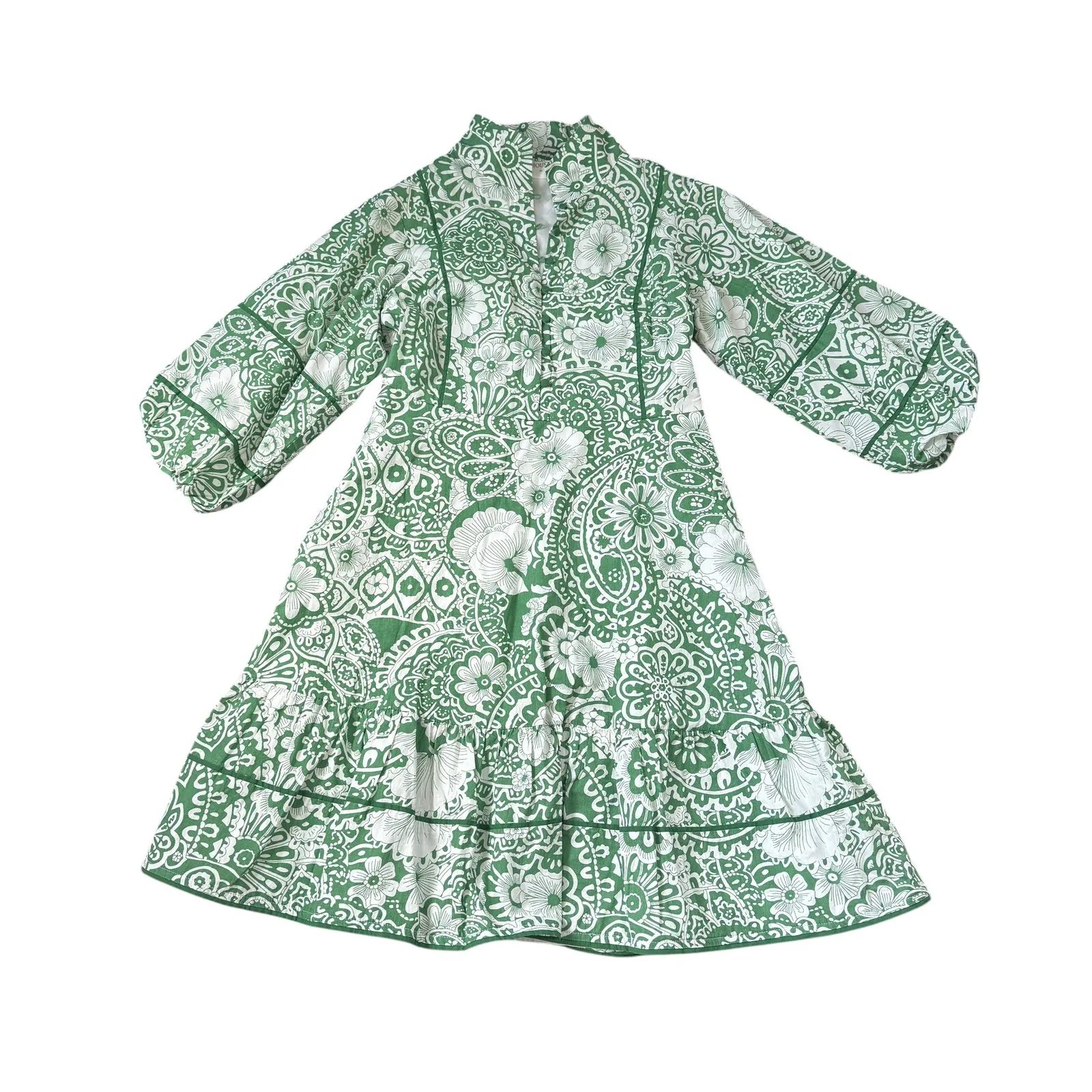 Tuckernuck Hyacinth House Midi Dress Green & White Floral - Image 3