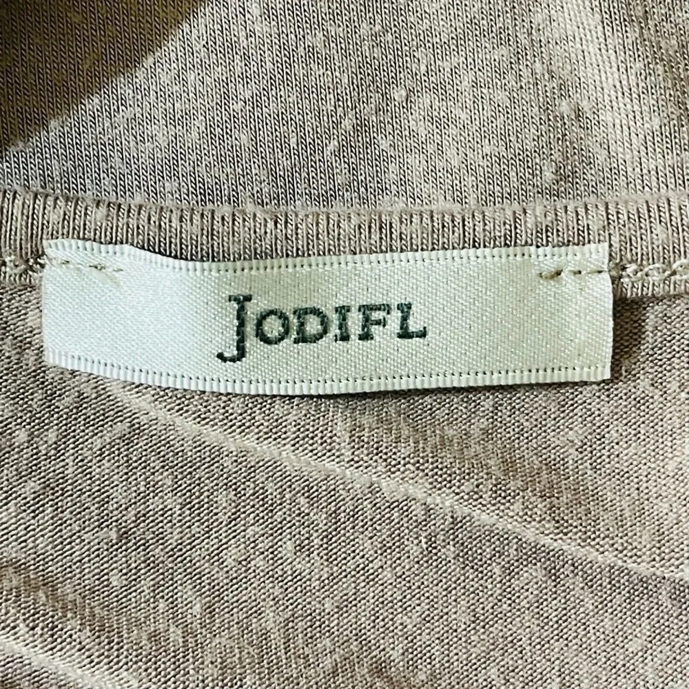 JodifL Long-Line Blush Pink Taupe Long Sleeve Round Neck Lace Trim Shirt Medium - Image 7