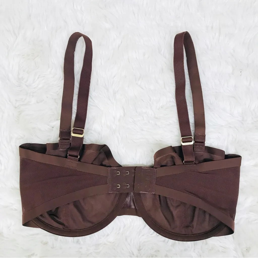 New CUUP The Balconette Mesh Bra Size 32G Brown Espresso Sheer Underwire - Image 6