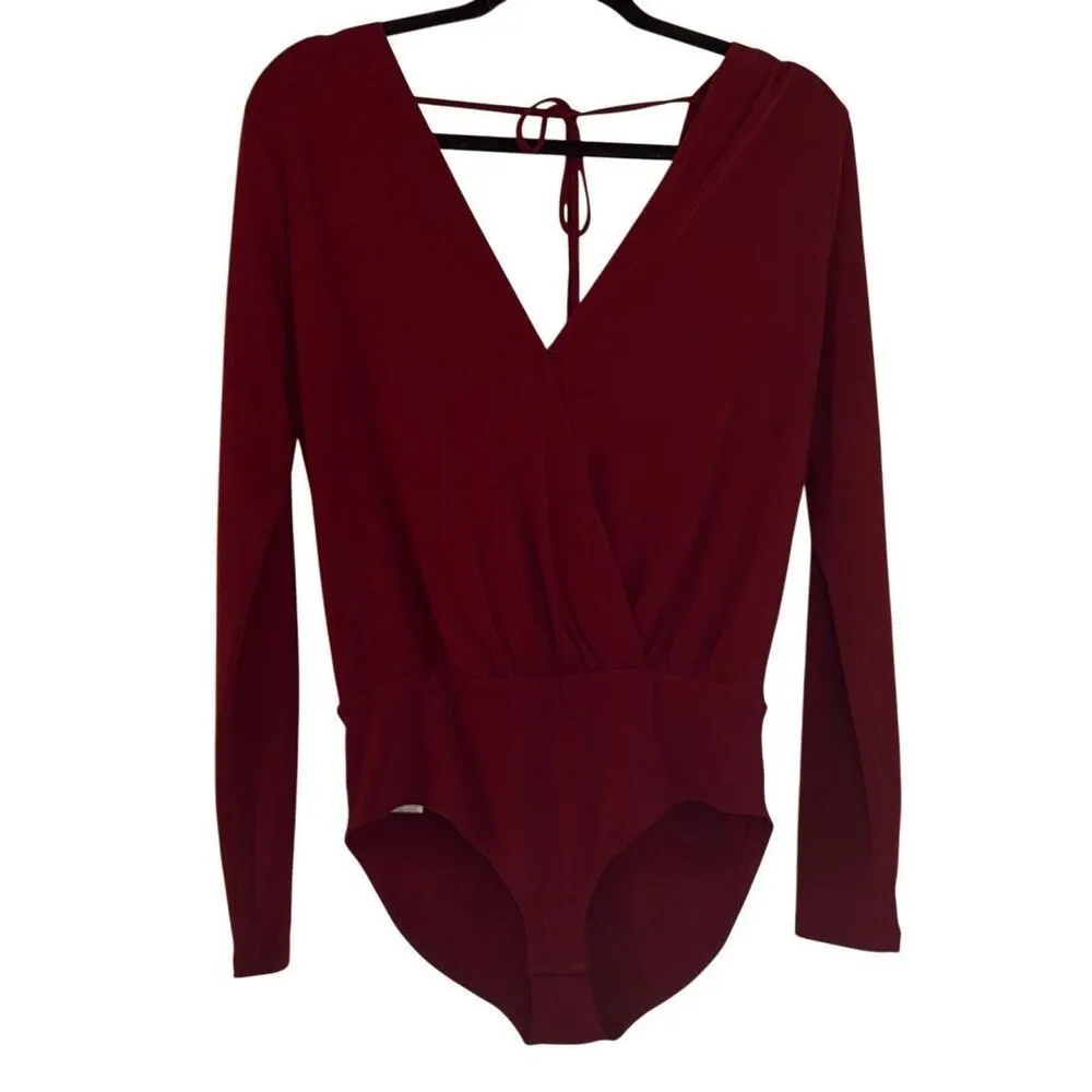Bcbg Generation burgundy wrap bodysuit top M Red Size M - Image 2