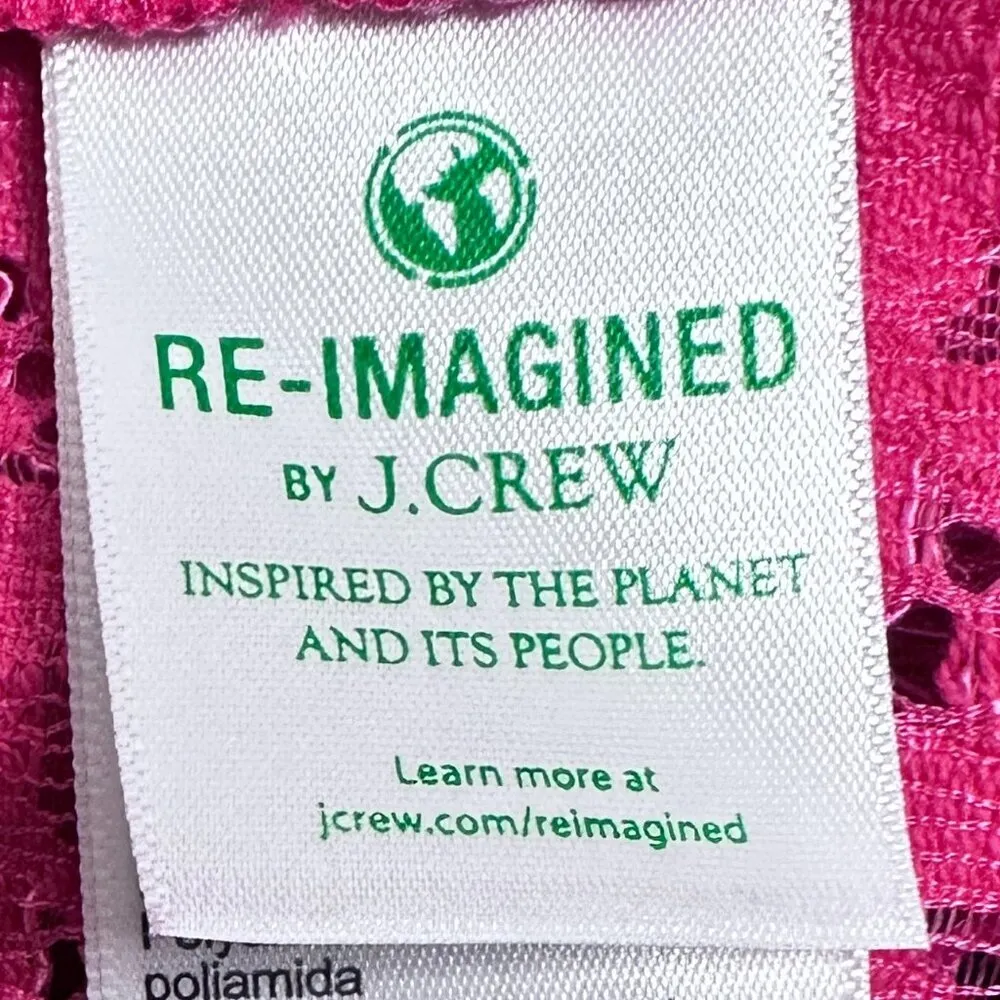 NWOT J Crew Scalloped Eyelet‎ Lace Mock Neck Fringe Hem Blouse in Pink Size 14 - Image 7