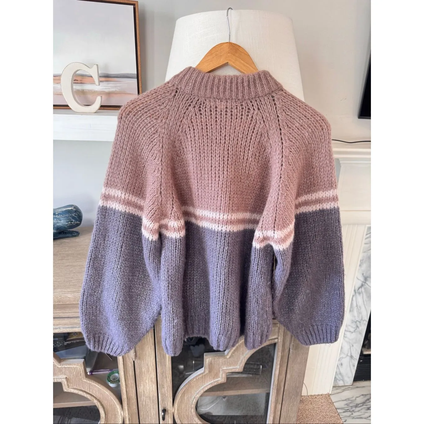 Xirena Snowbird Alpaca Lurex Knit Sweater Size Medium Purple - Image 3