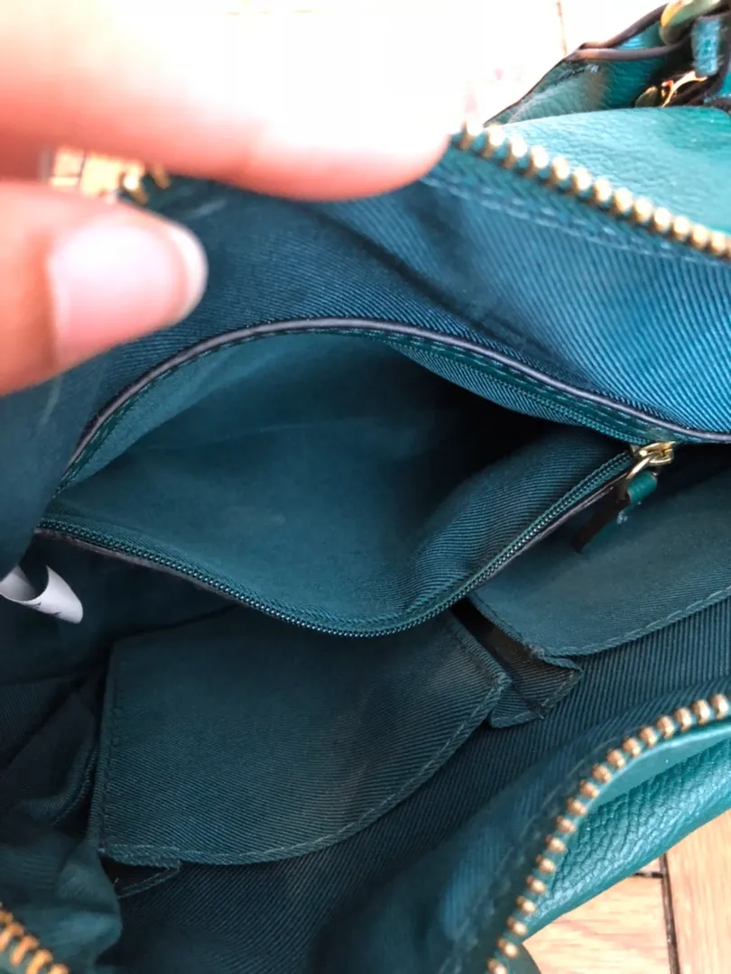 Leather Crossbody Purse Green - Image 2