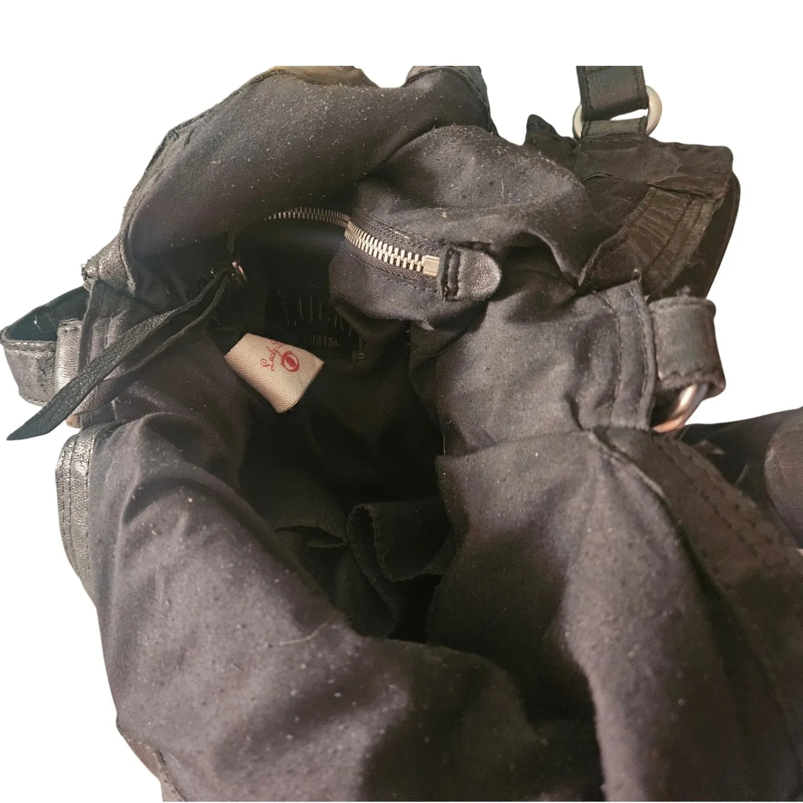 Lucky‎ Brand Black Leather Tote Shoulder Bag Purse Zipper Accent - Image 7