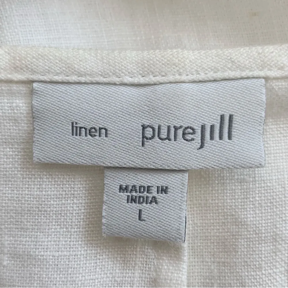 J. Jill Purejill 100% Linen Off White Button Down Cardigan, Sz Large - Image 8