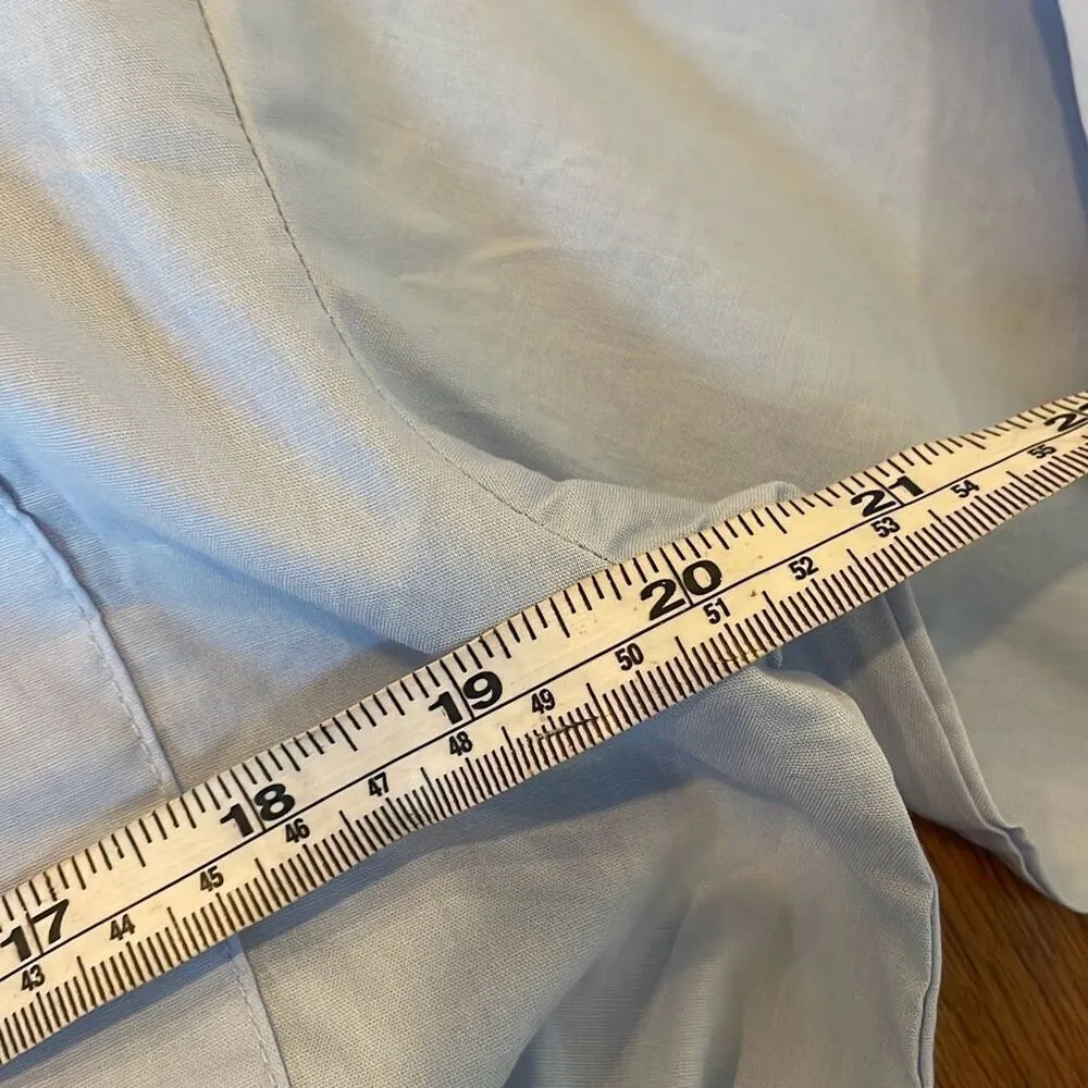 H&M NWT blue cotton poplin wrap skirt shirt dress small - Image 11