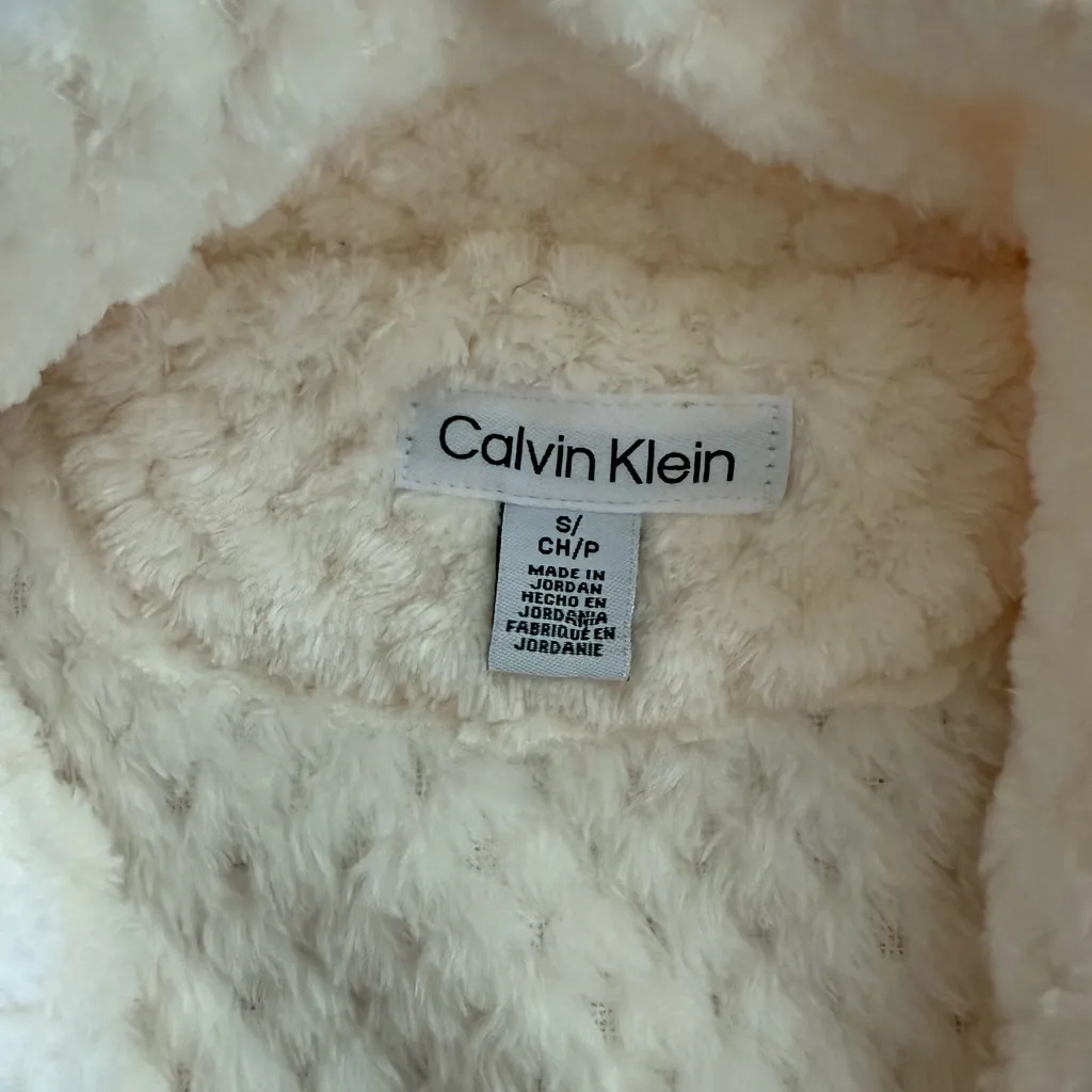 Calvin Klein Cream Fleece Zip-Up Jacket - Image 2