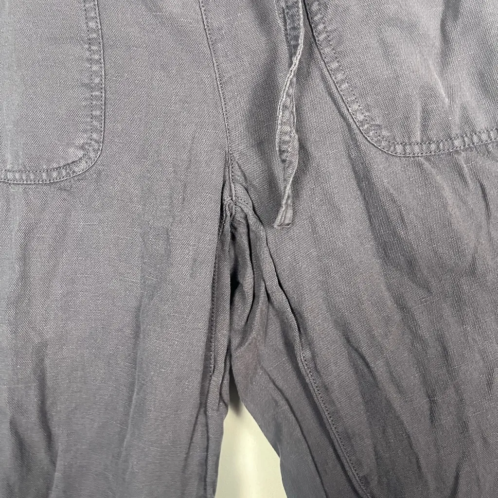 Calypso St. Barth Gray linen blend belted crop pants size medium - Image 2