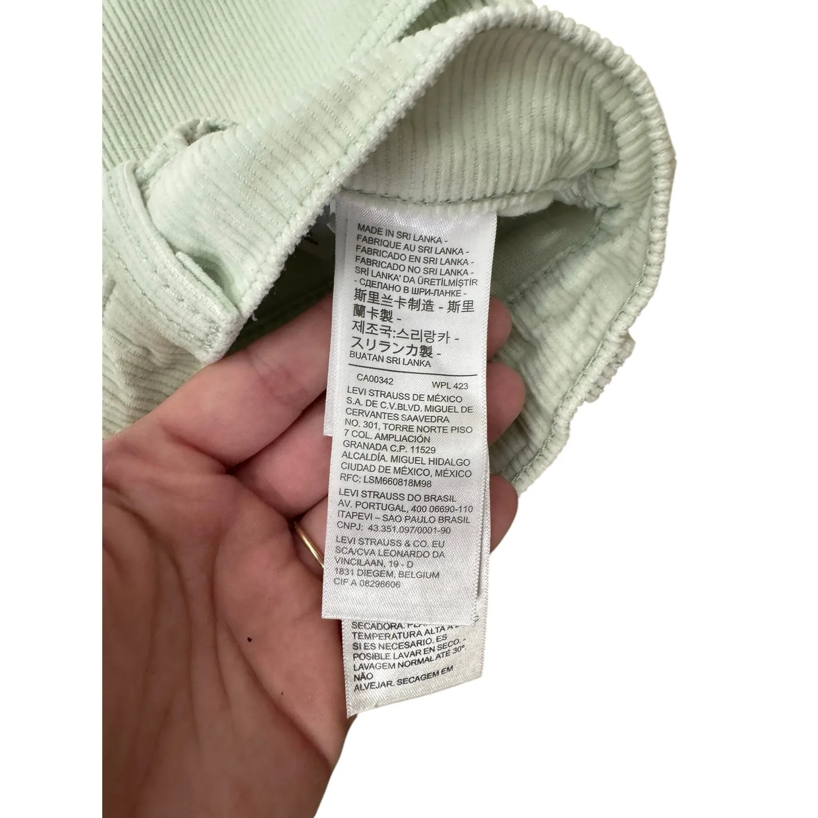 Levi’s 94 Baggy Corduroy Pants Mint Green High Rise Straight Leg Women’s 27 Size 4 - Image 10