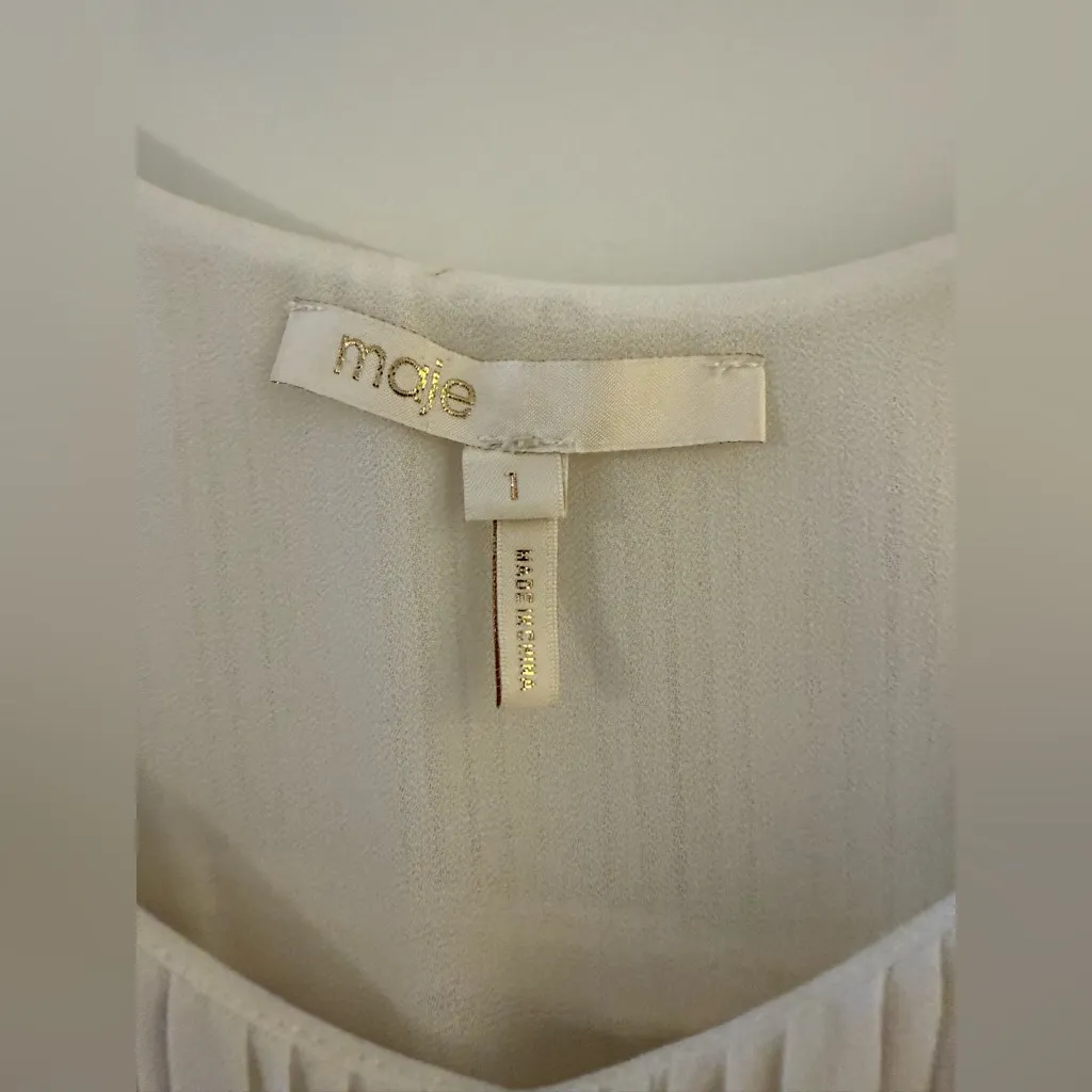 Maje Rogelio Ecru Pleated Midi Dress (Medium, Maje Size 2) - Image 6