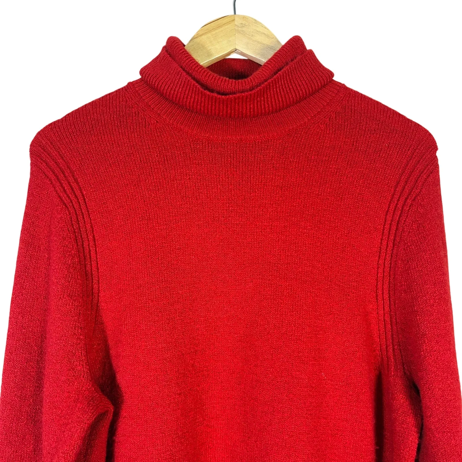 A New Day Turtleneck Sweater Womens M Red Knit Fuzzy Cozy Minimalist Holiday - Image 3