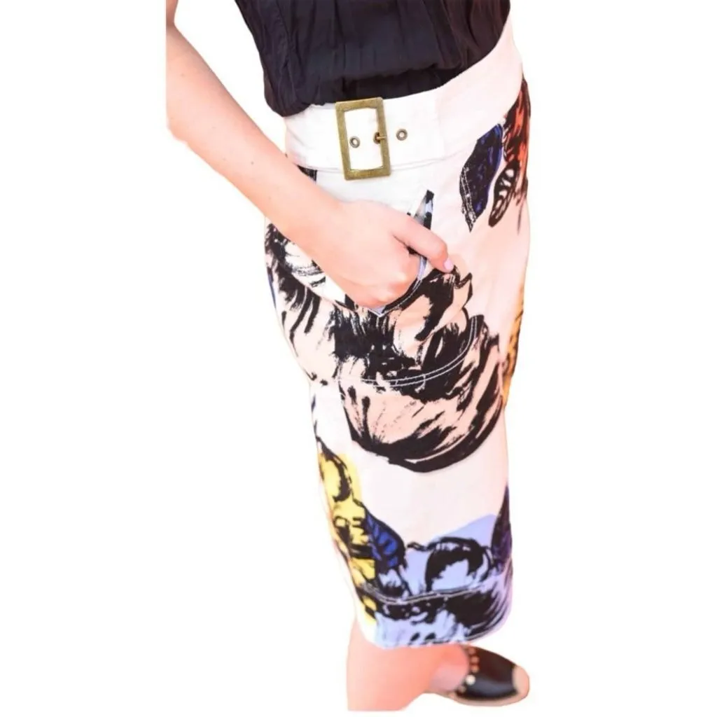 Anthropologie Maeve Rosny‎ Floral Twill Skirt 4 - Image 3