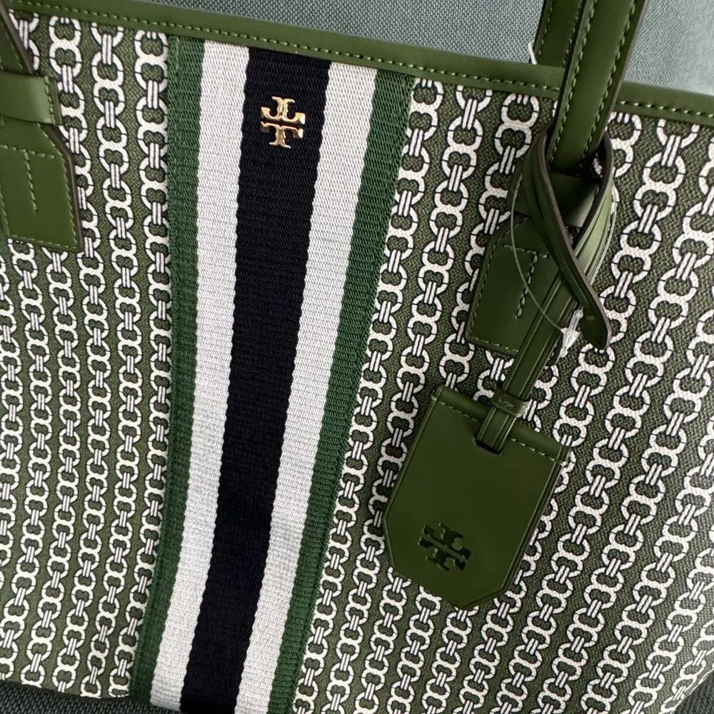 Tory burch women's Gemini link Canvas top zip tote 58450 - Image 5