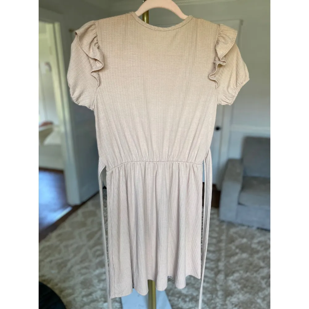 Urban Rose Knit Mini Dress Cottagecore Ruffle Sleeve Summer Wedding Event Ribbed - Image 4