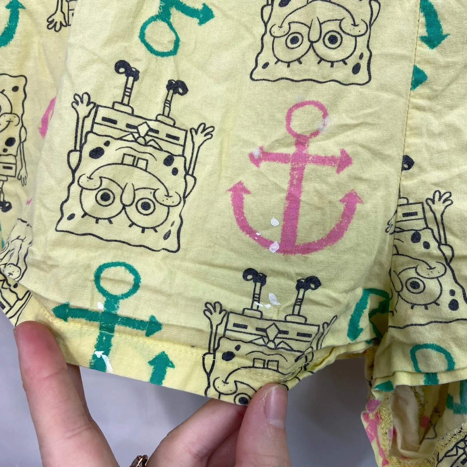 SpongeBob SquarePants women's yellow anchor print pull on lounge pajama shorts Size XL - Image 3