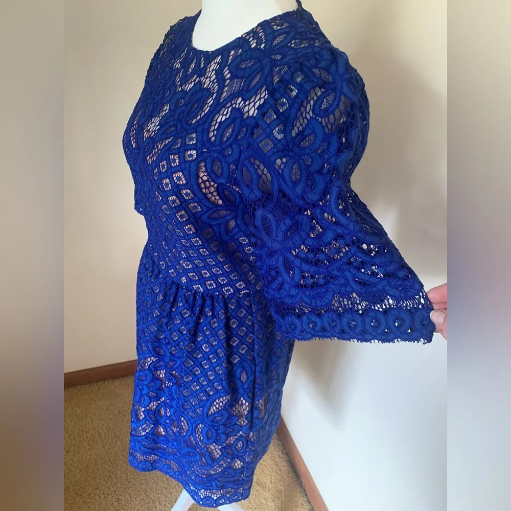BCBGMaxAzria Blue Lace Mini Dress Jillyan Style Larkspur Blue Size 2 - Image 10