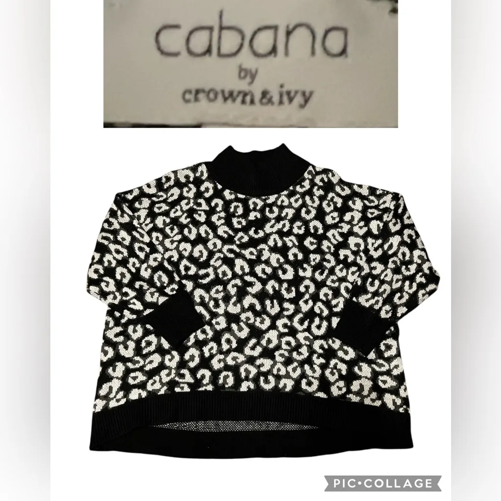Crown & Ivy Black and White Leopard Sweater - Image 2