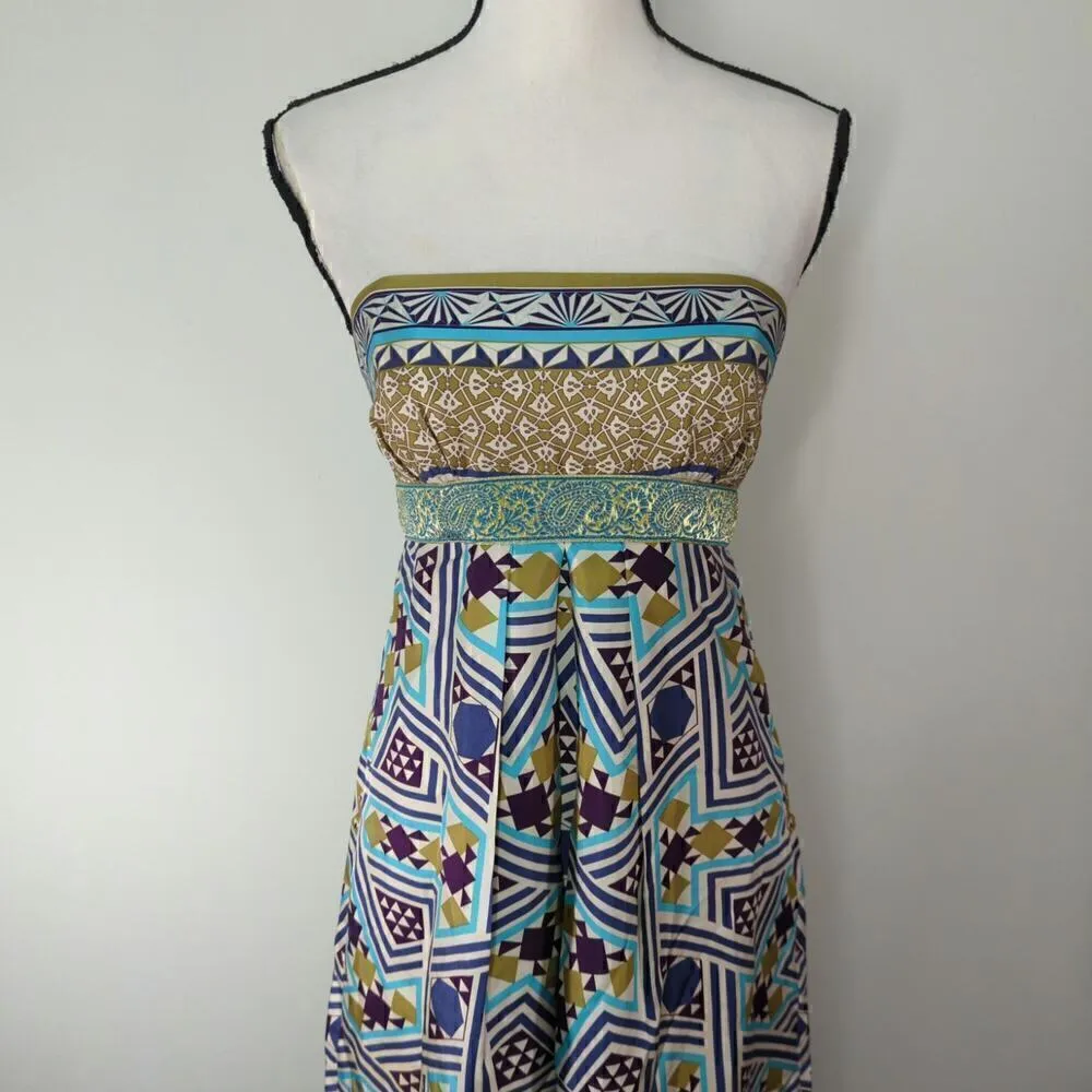 Nicole Miller Collection Multicolor Print Silk Strapless Dress‎ Size 4 - Image 2