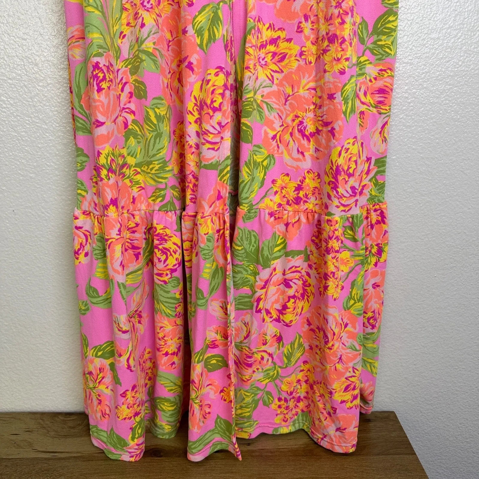 Maaji Maxi Skirt Womens Medium Pink Floral Cover Up Swim Beach Colorful Slit - Image 5