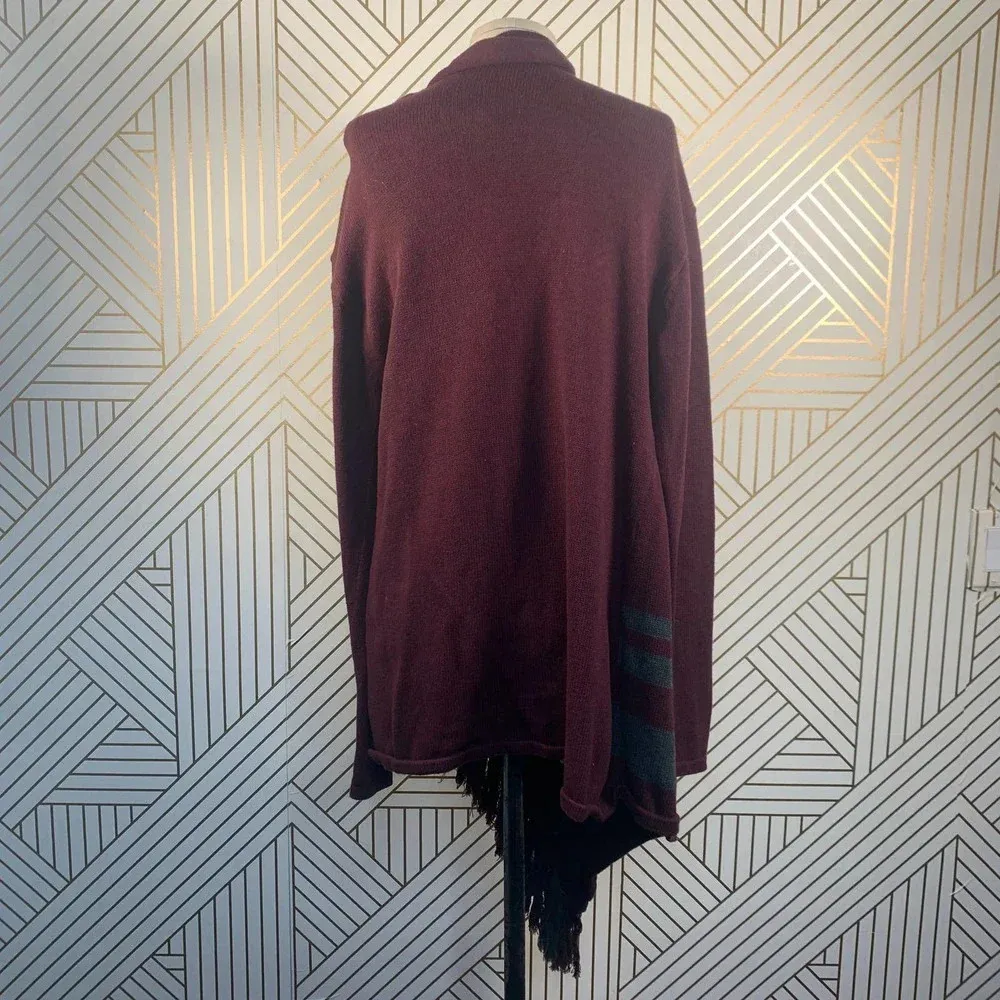 CAbi Port‎ Wine Fringe Wrap Cardigan Sweater - Image 10
