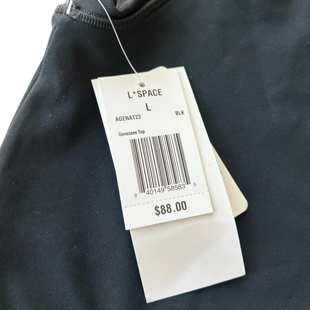 l*space L* Size L Genesse One Shoulder Crop Top Solid Black Basic‎ Yoga Athleisure - Image 5