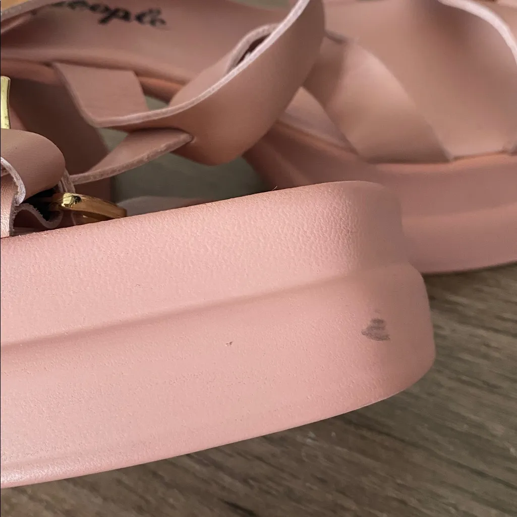 Free People Pamela Double Stack Pink Leather Platform Heels size 39 US 8.5-9 - Image 12