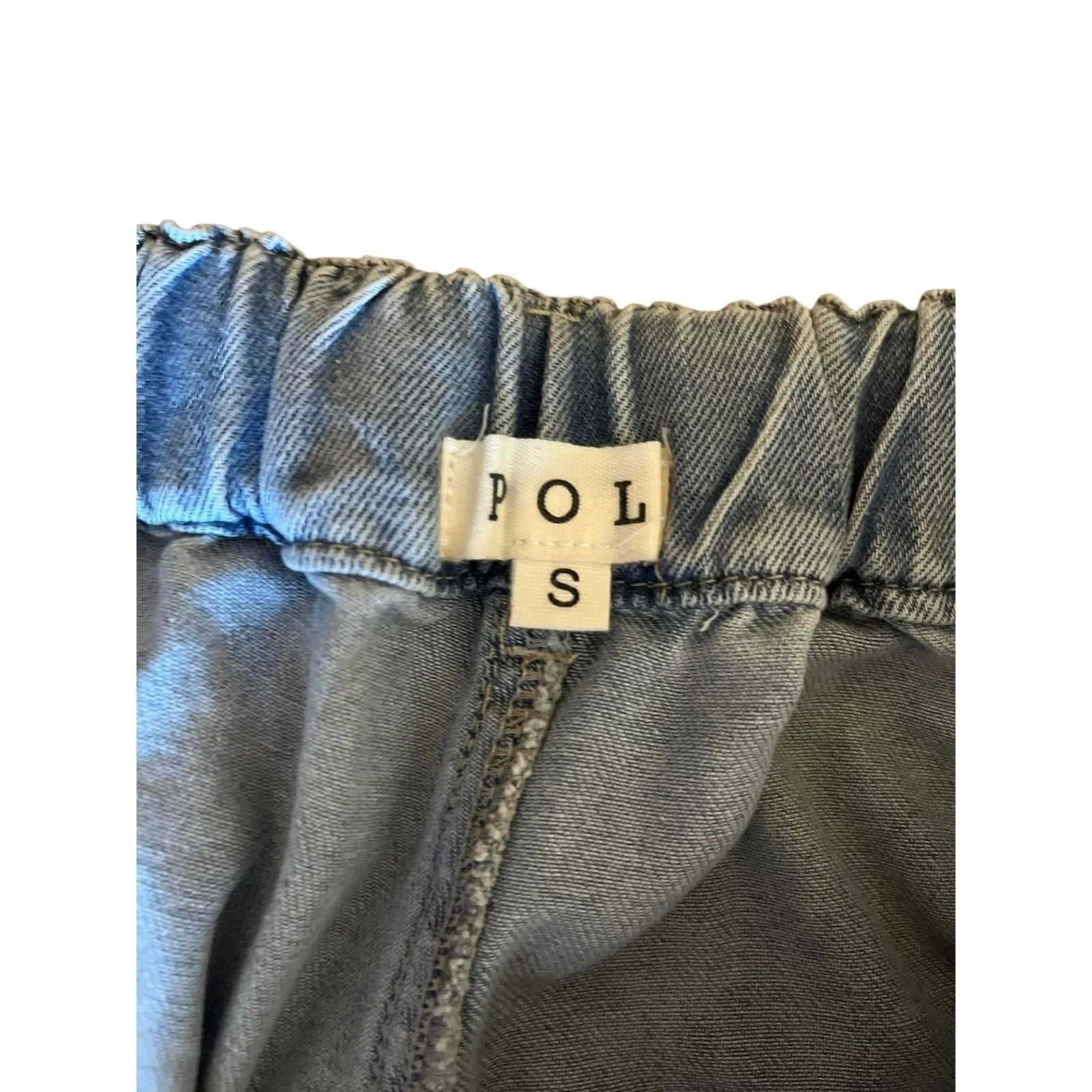 POL Distressed Lace Patch Denim Jogger Pants Women's Size Med Drawstring Waist‎ - Image 4