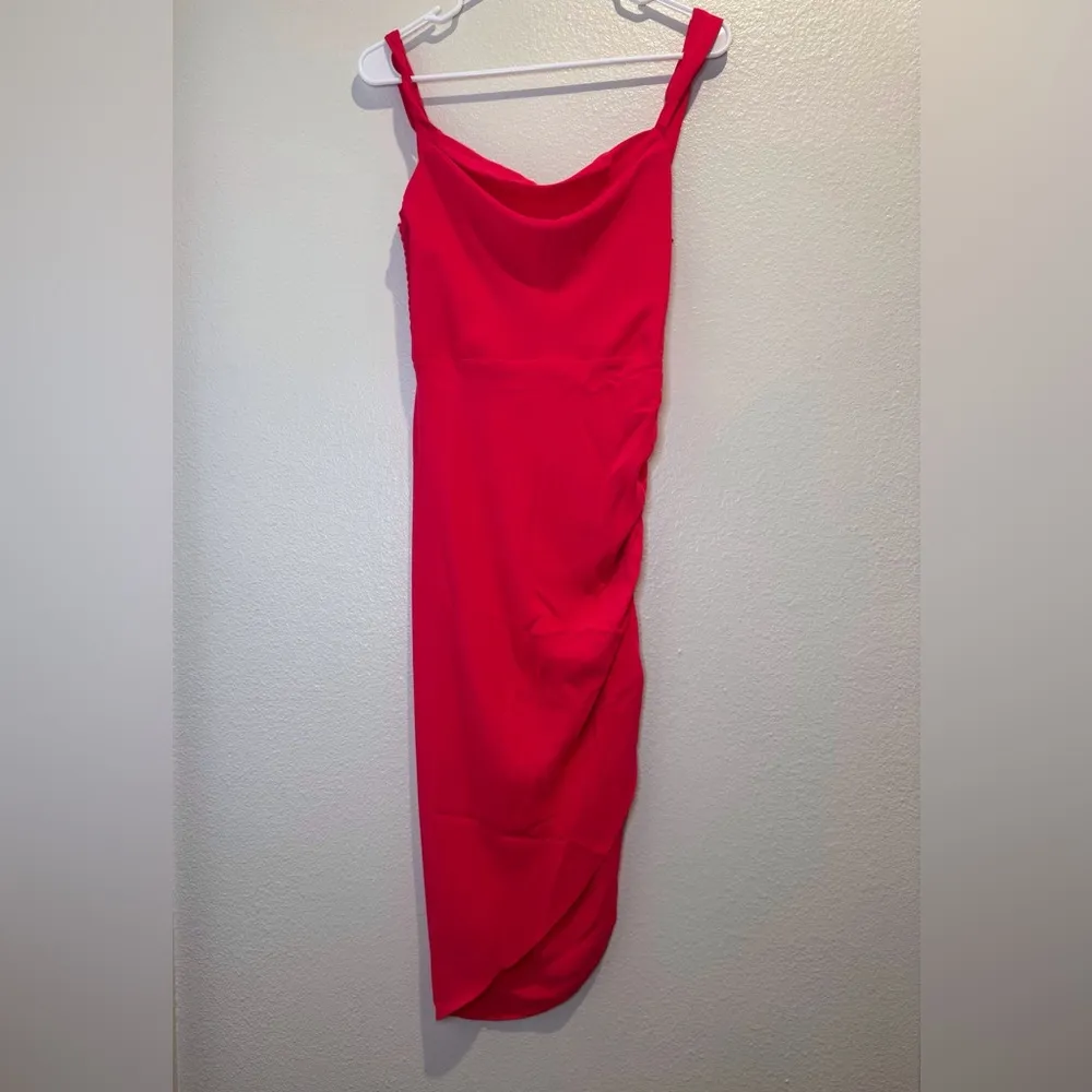 Amanda‎ Uprichard Pink Cowl Neck Ruched Asymmetrical Hem Dress Size S - Image 2