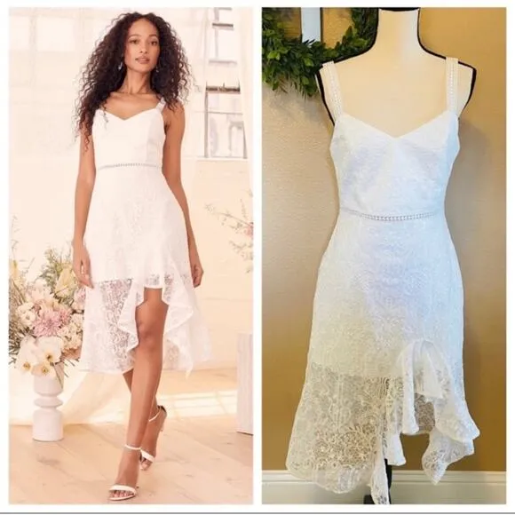 Lulus Today’s Your Day White Lace MIDI Dress Size Large New with Tags - Image 2