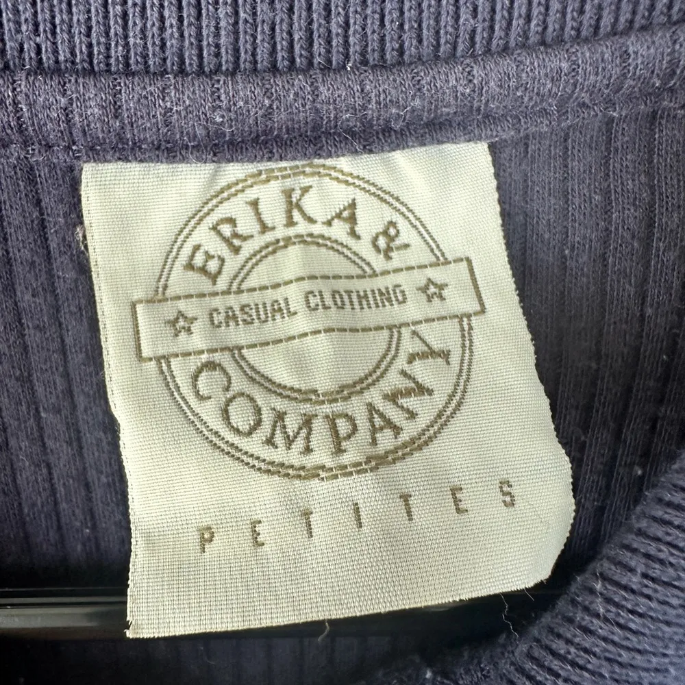 Erika & Co Long Sleeve Polo With Decorative Collar Vintage 90s Petite Blue Size undefined - Image 2