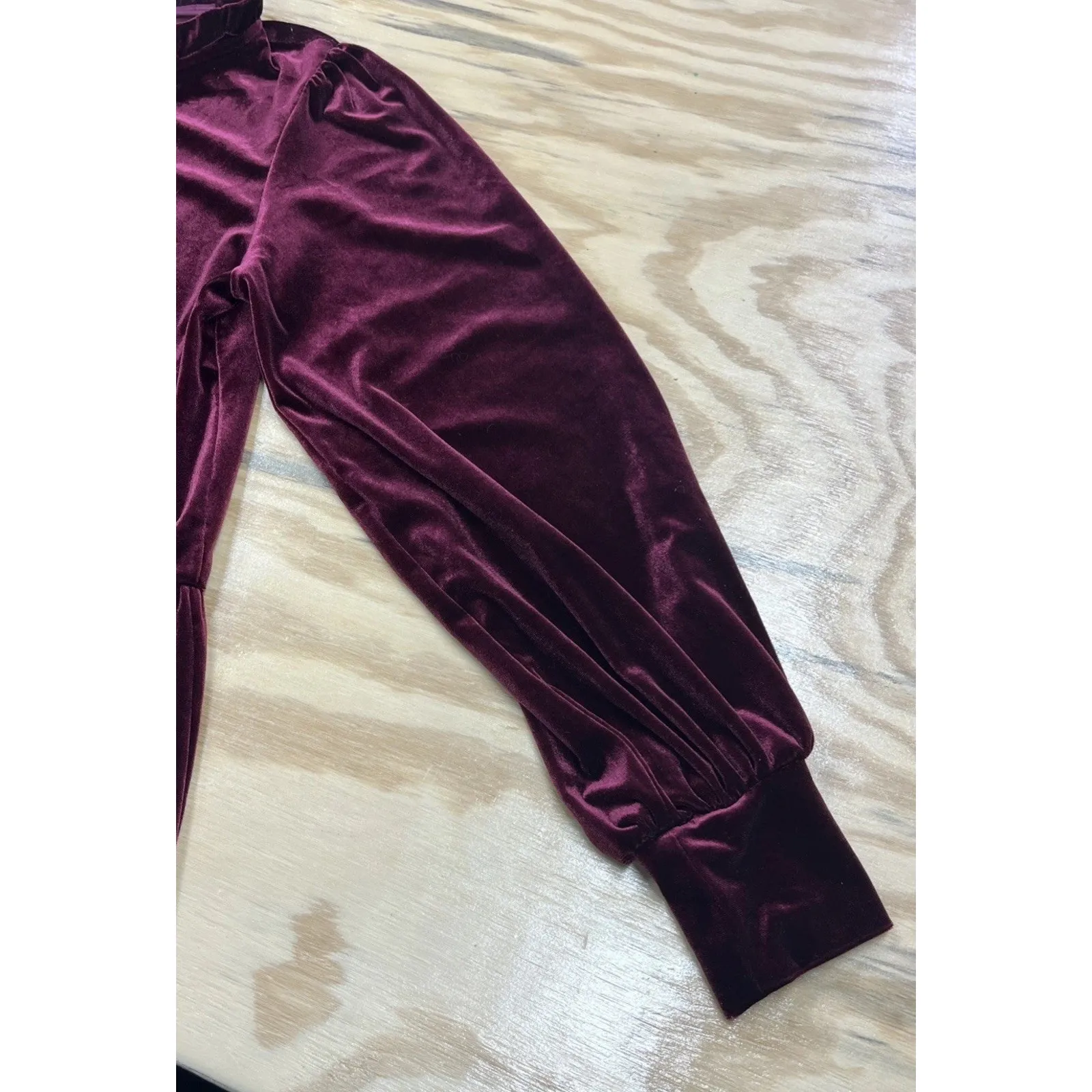 1 State Velvet Teired Dress Whimysgoth Fairygrunge Burgundy Red Medium Holiday - Image 7