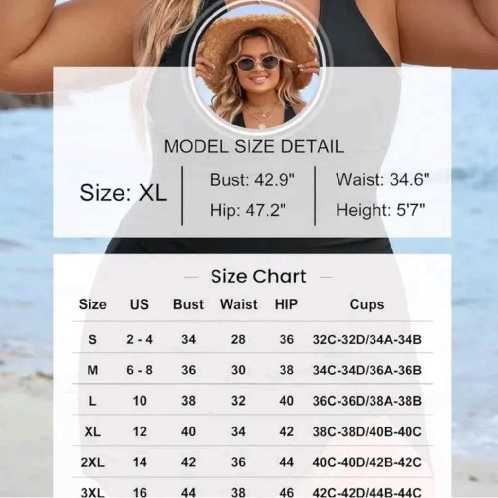 NEW! Blooming Jelly Swim Dress 1 Pc Tummy Control Modest Criss Cross Black XXL - Image 4