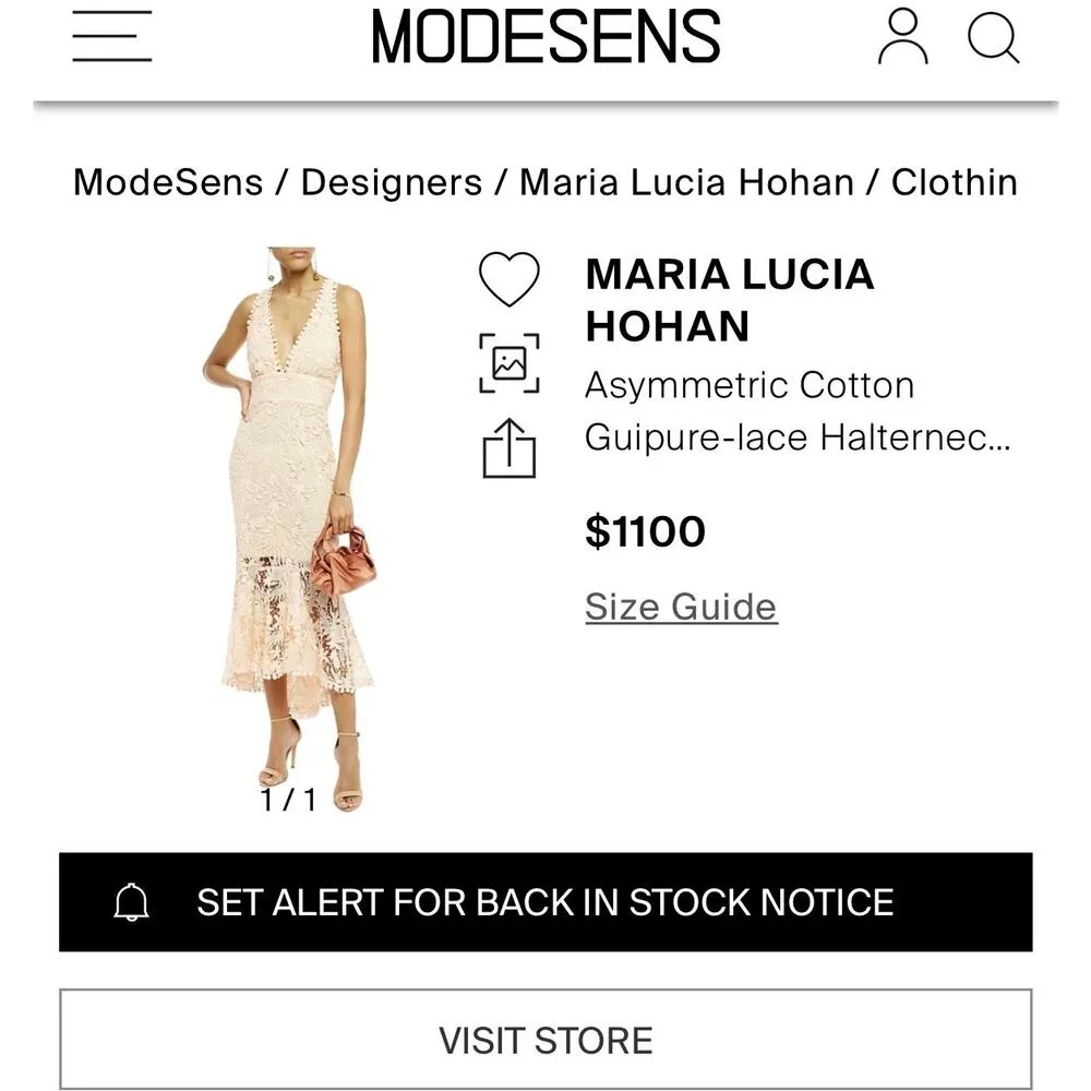 NEW NWT Maria Lucia Hohan Midori Lace Midi Dress size 6 Tan - Image 2