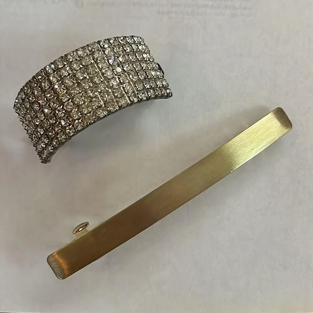 Set of 2 hair clips gold and rhinestone - Image 2