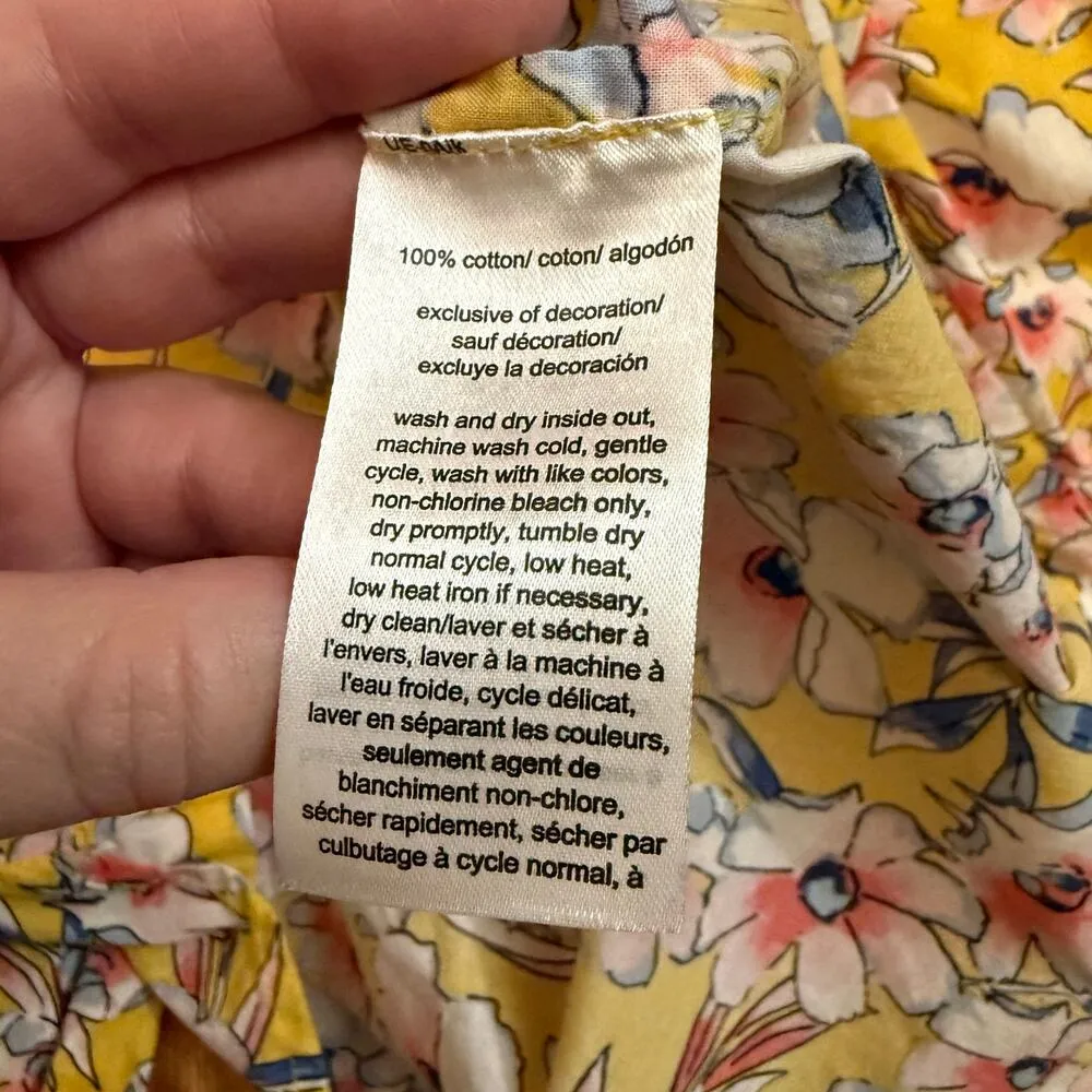 Tommy Hilfiger Womens Small Yellow Pink Floral Cotton Long Sleeve Shirt Cottage - Image 8