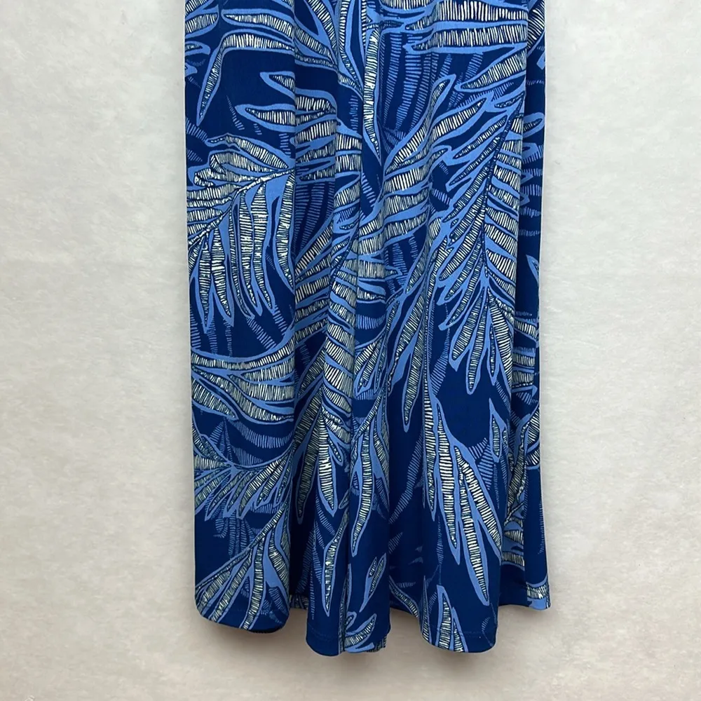 Women's Blue Palm Tropical Halter Jumpsuit/Romper Sz 10 Sleeves - Image 9