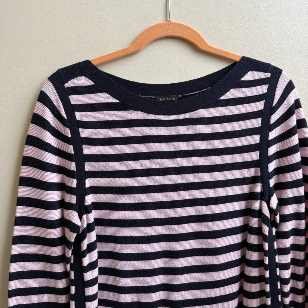 Talbots LINK STITCH SWEATER stripe top Size M - Image 4