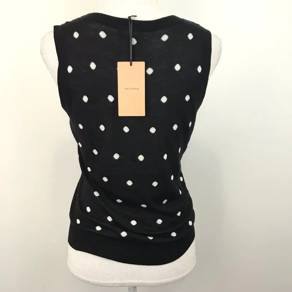 NWT Halogen Polka Dot Sweater Knit Tank Vest SP - Image 4