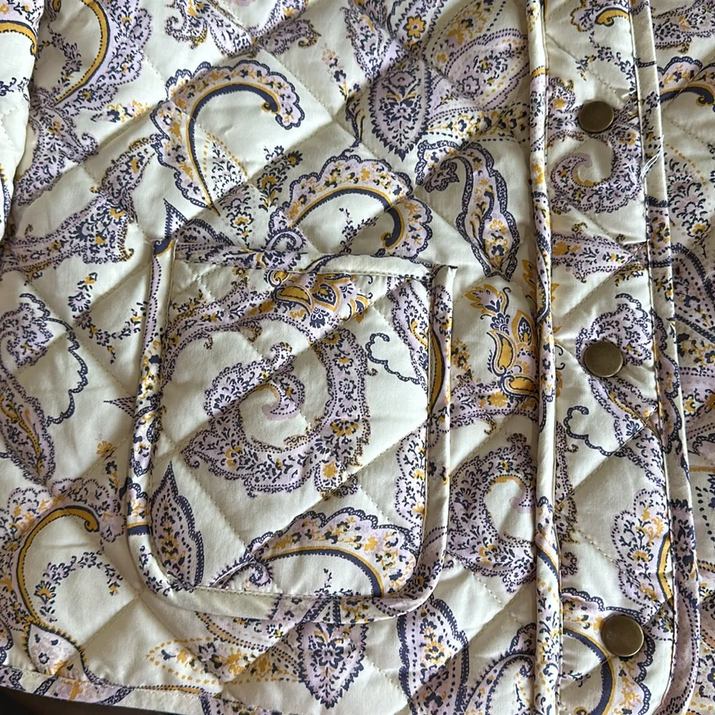 NWT Rachel Zoe  Quilted Crop Zip Paisley Floral Print Jacket Vintage Y2K - Image 7